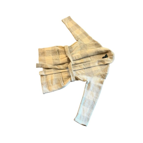 Vintage Lauren Ralph Lauren Belted Cardigan Sweater Women’s XL Wool Ivory Gray - Picture 3 of 13